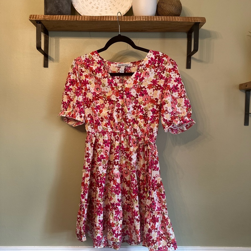 Floral Pink and Red Dress